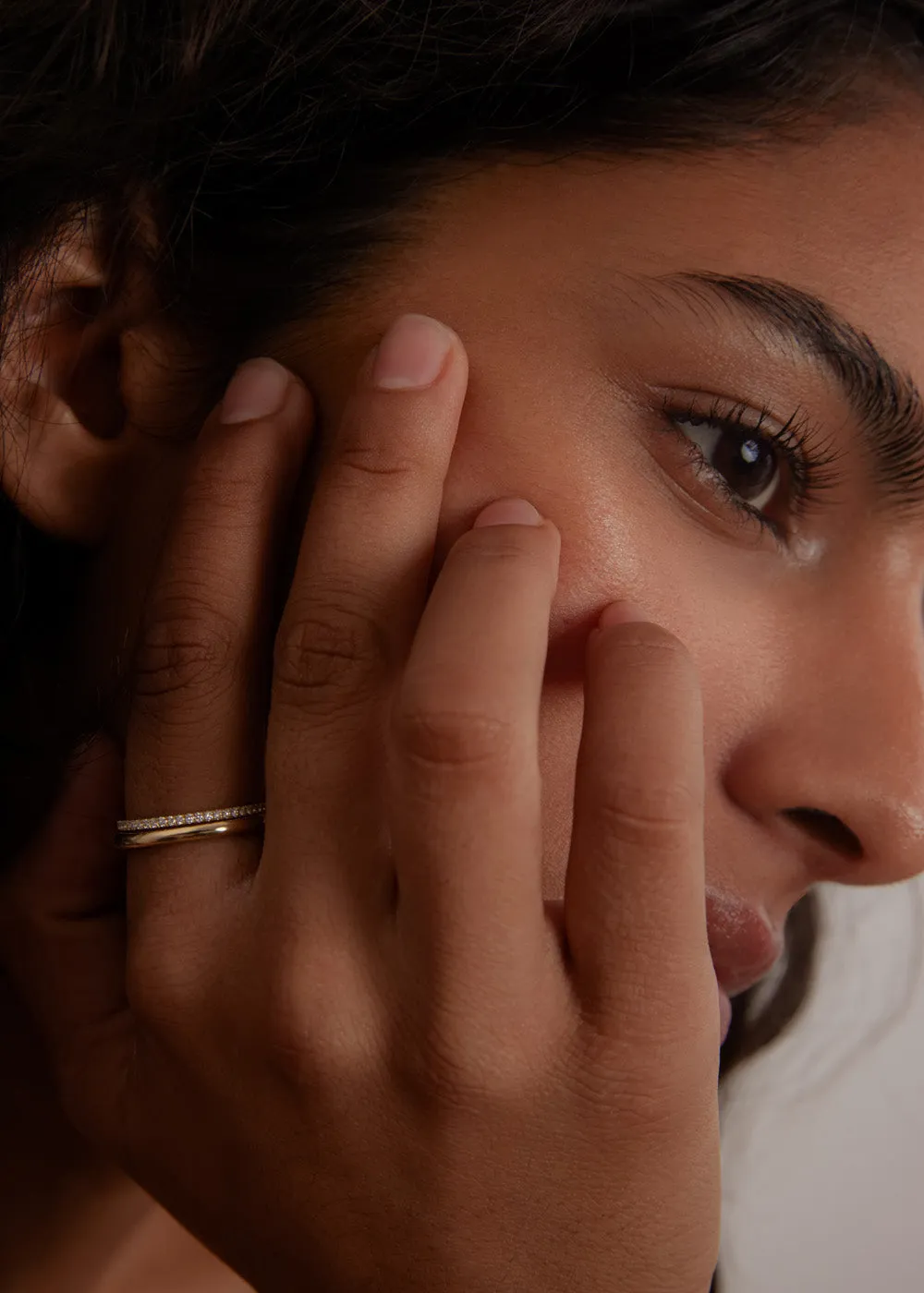 Pauline Ellipse & Dahlia Pavé Diamond Ring Stack