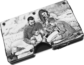 Personalized Son Gifts, Customized Engraved Photo Wallet from Mom Dad Parent, Birthday Wedding Graduation Christmas Adult present , Custom Name Metal Money Clip, Minimalist Aluminum Card Holder