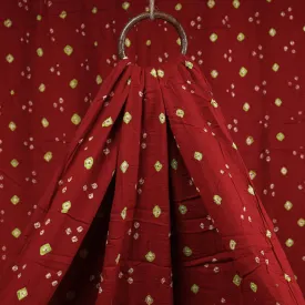 Red & Green Butti Kutch Bandhani Tie-Dye Mul Cotton Fabric