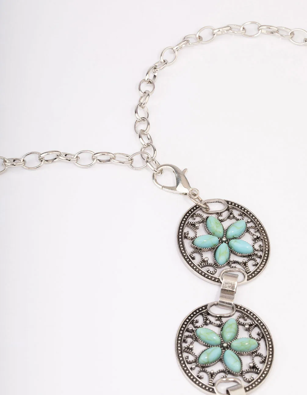 Rhodium Floral Ornate Boho Belt