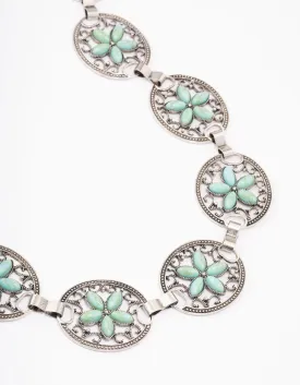 Rhodium Floral Ornate Boho Belt