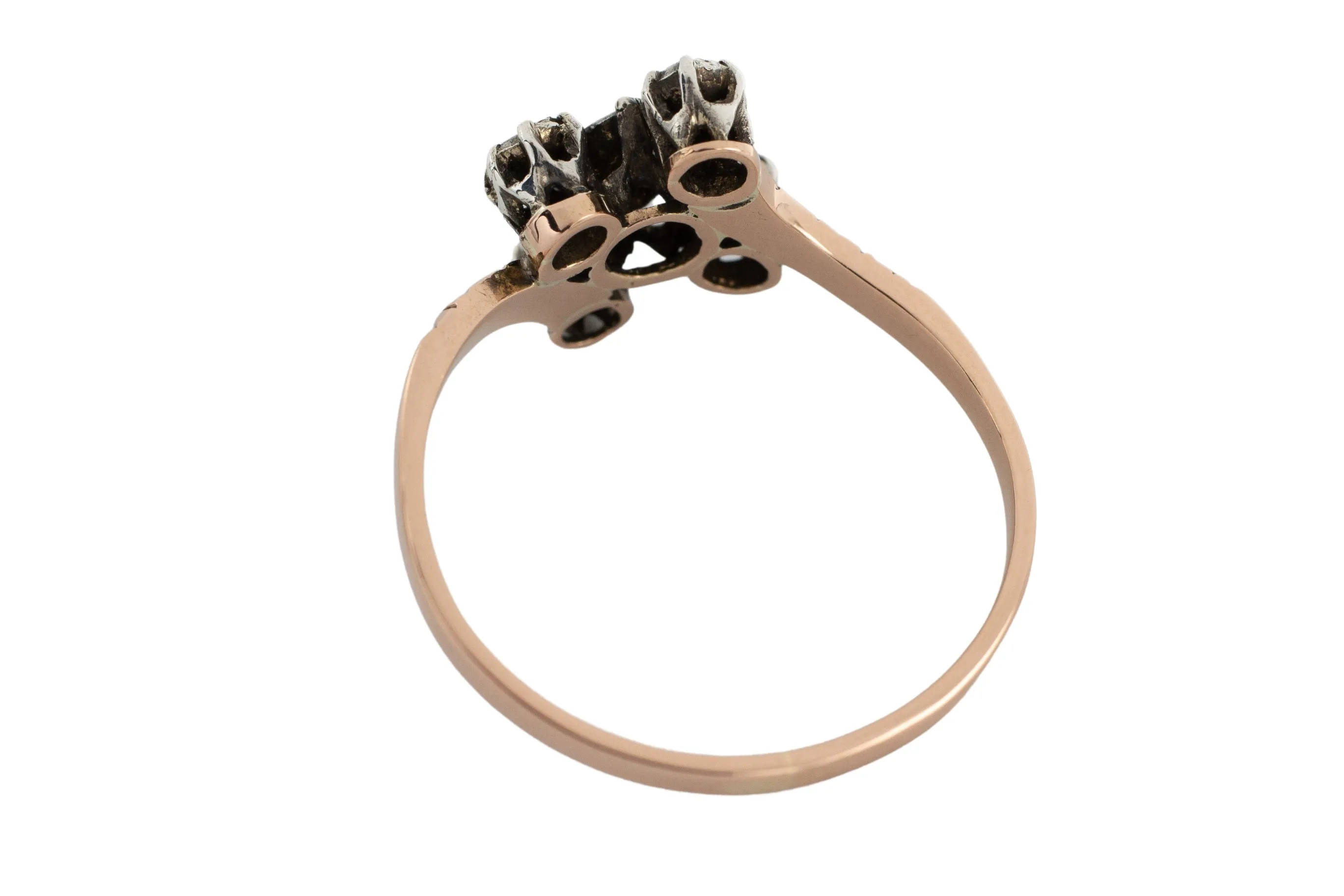 Rose diamond ring in 18 carat gold and silver