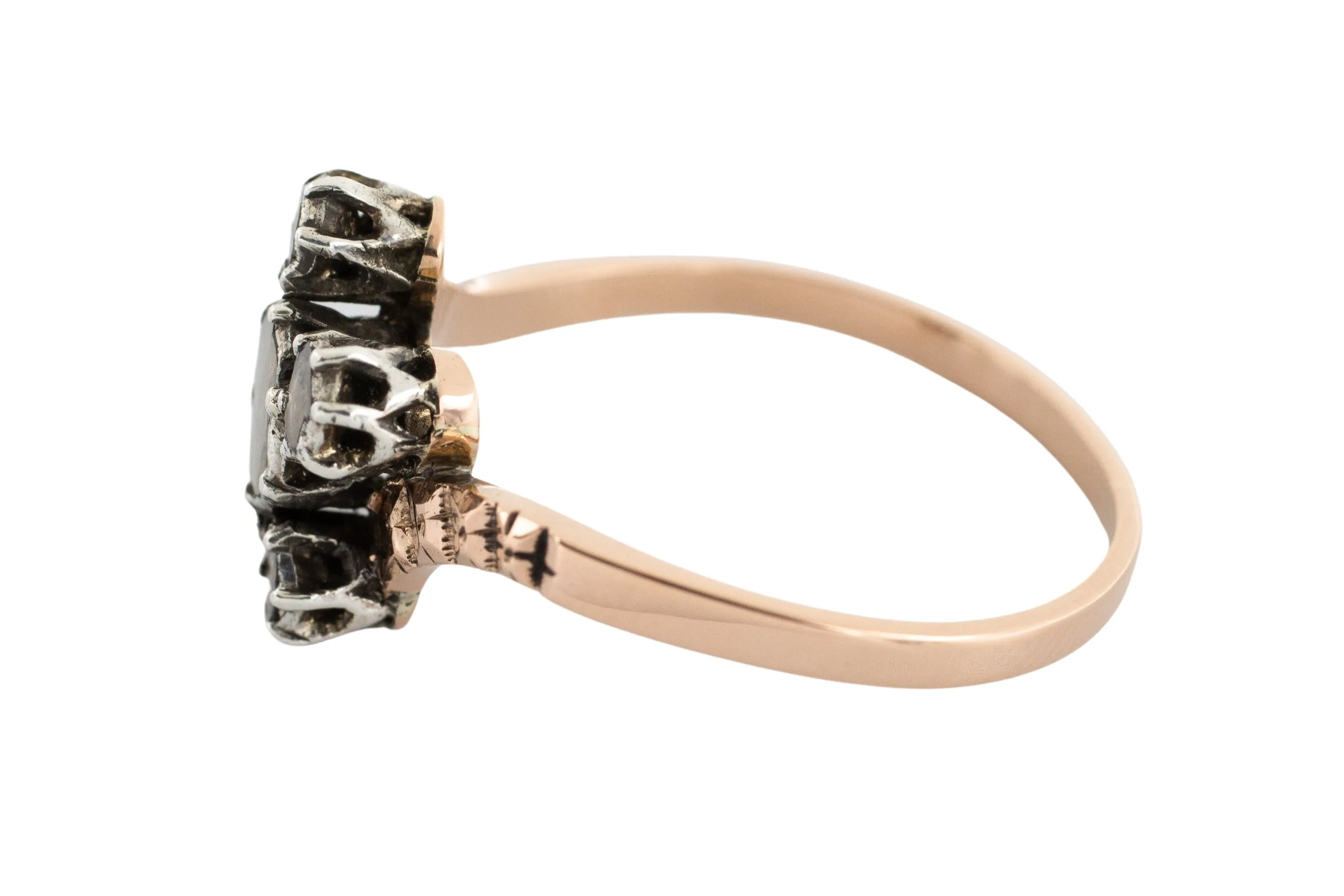 Rose diamond ring in 18 carat gold and silver