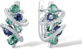 Santuzza 925 Sterling Silver Twist Dangle Earrings Cubic Zirconia Drop Earrings for Women
