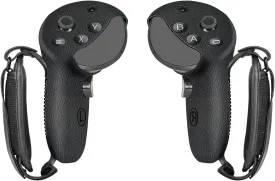 Silicone Grips for Meta Quest Pro Controllers - Come with PU Leather Cushion Pad - More Comfortable (Black)