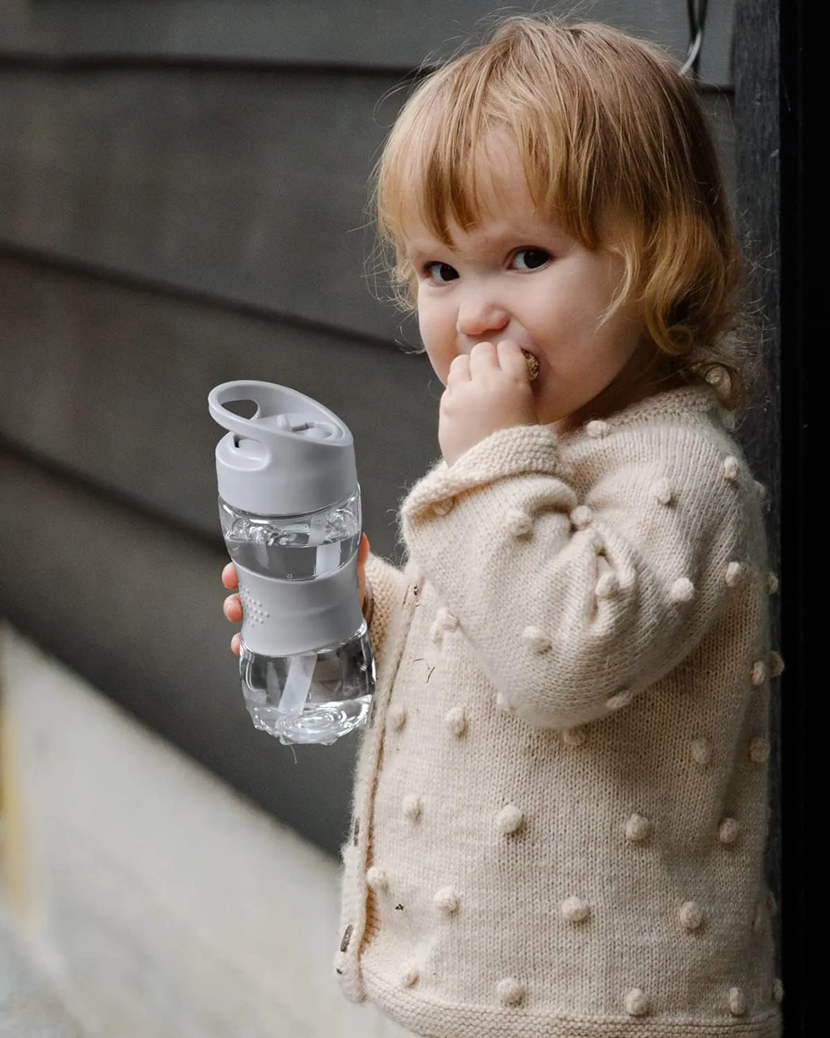 Sivaphe Clear Water Bottle with Straw 12 oz Portable Tritan Transparent Sports Drinking Bottle for School Girls Boys Grey