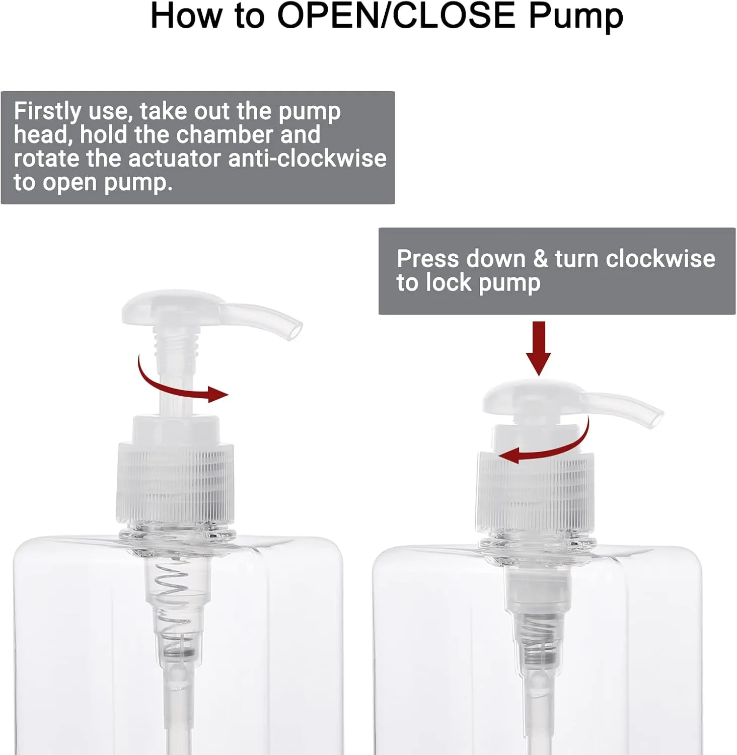 Suream Refillable Shampoo and Conditioner Bottles, 9.5oz/280ml Clear Plastic Pump Dispensers for Shower, Square Empty Bathroom Bottle for Body Wash, Essential Oil, Soap Liquid, Lotion, 3Pack