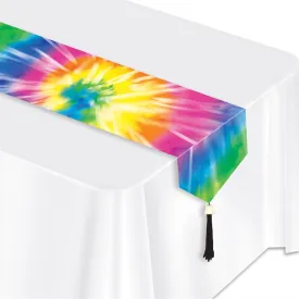 Tie Dye Table Runner - Party Decoration for 60's Decade and Hippie Theme Parties, 6 Ft Long