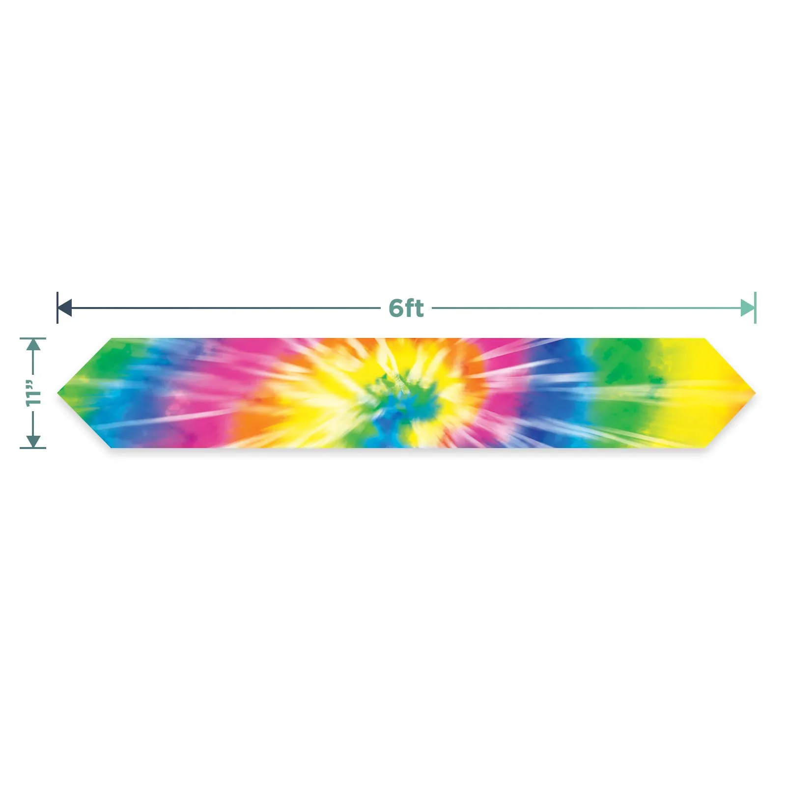 Tie Dye Table Runner - Party Decoration for 60's Decade and Hippie Theme Parties, 6 Ft Long