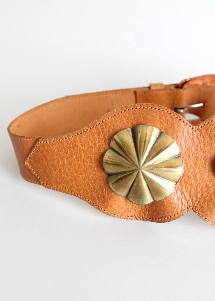 Vintage 1950s Leather Studded Cinch Belt