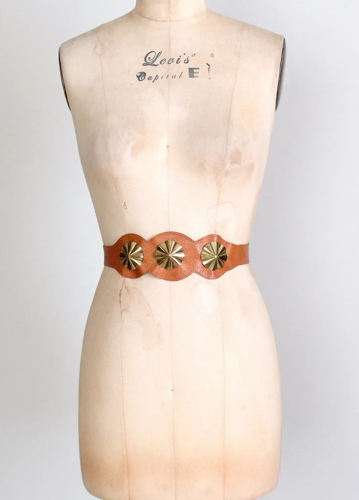 Vintage 1950s Leather Studded Cinch Belt