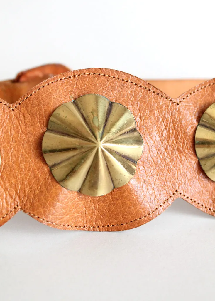 Vintage 1950s Leather Studded Cinch Belt