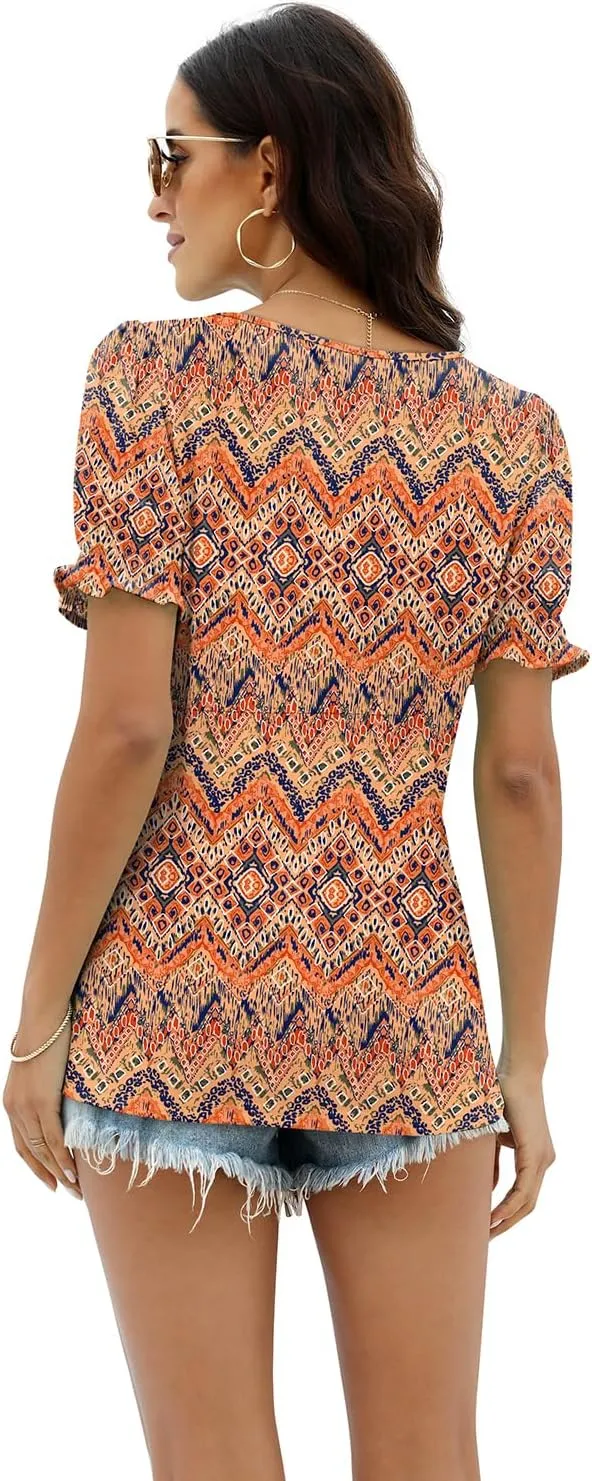 WEESO Womens Summer Tops 2025 Trendy Square Neck Blouses Short Puff Sleeve Shirts