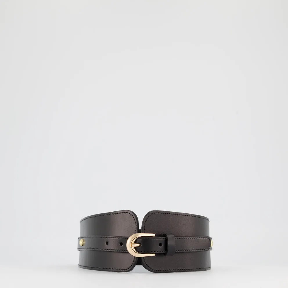 Wide leather belt BE001