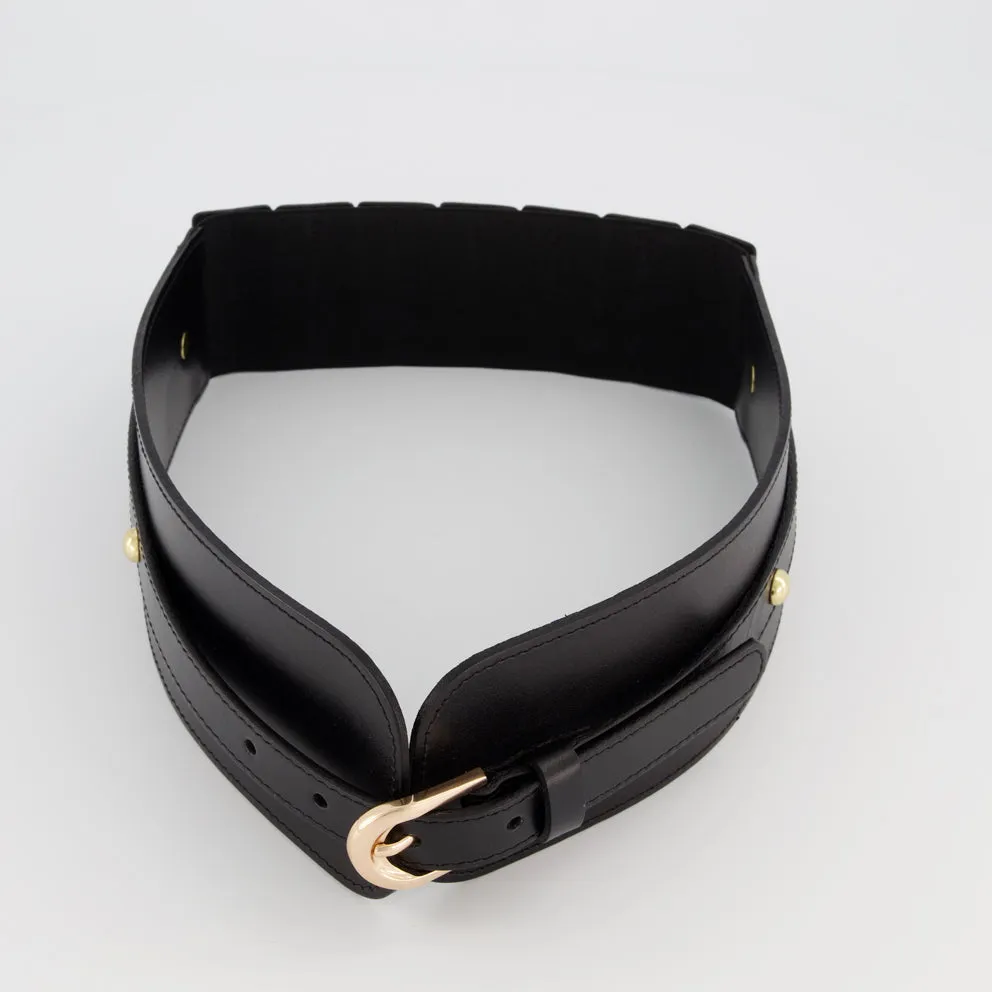 Wide leather belt BE001