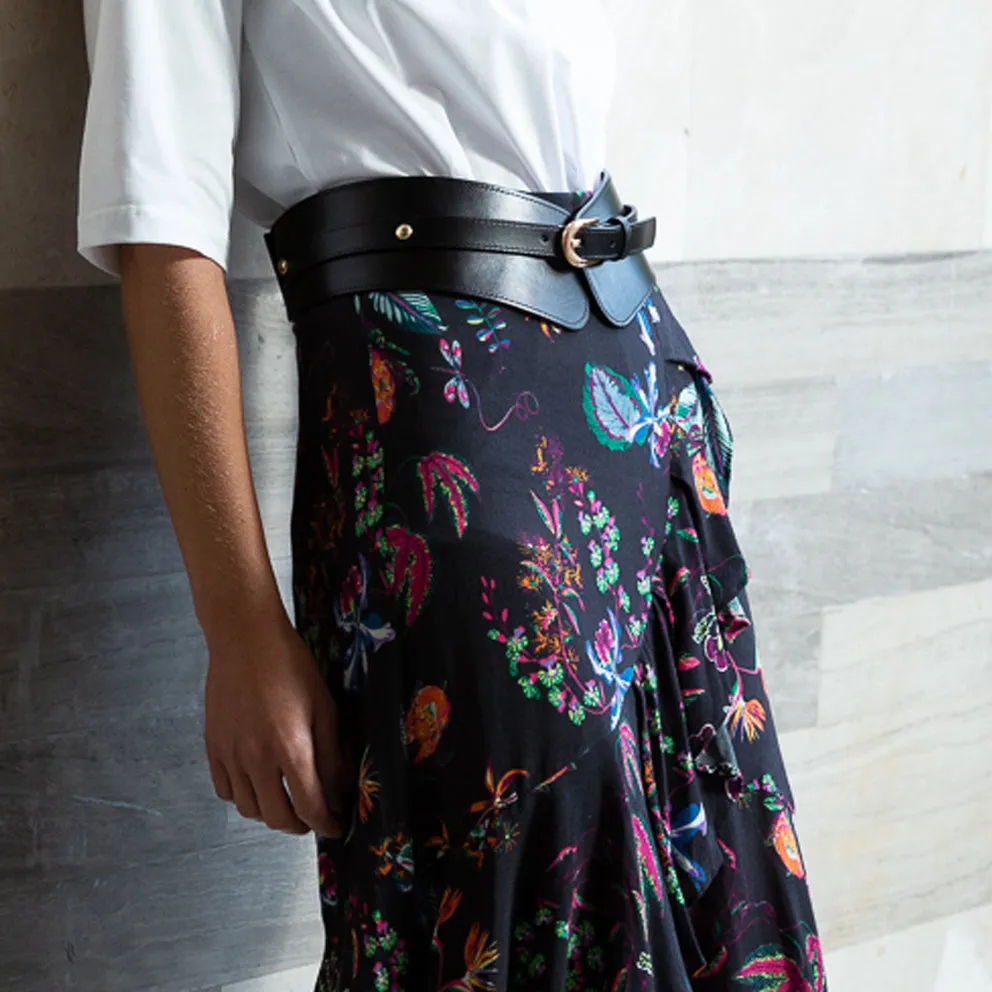 Wide leather belt BE001