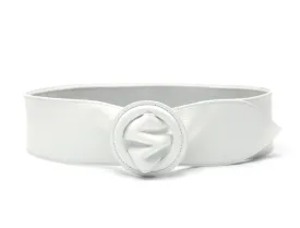 Wide leather belt LPRBE2202- White