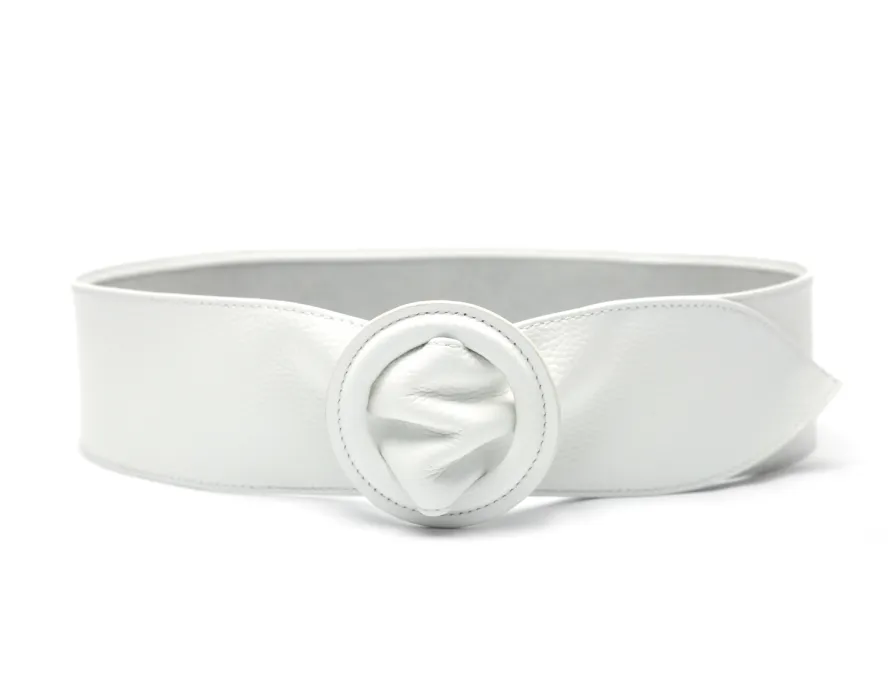 Wide leather belt LPRBE2202- White