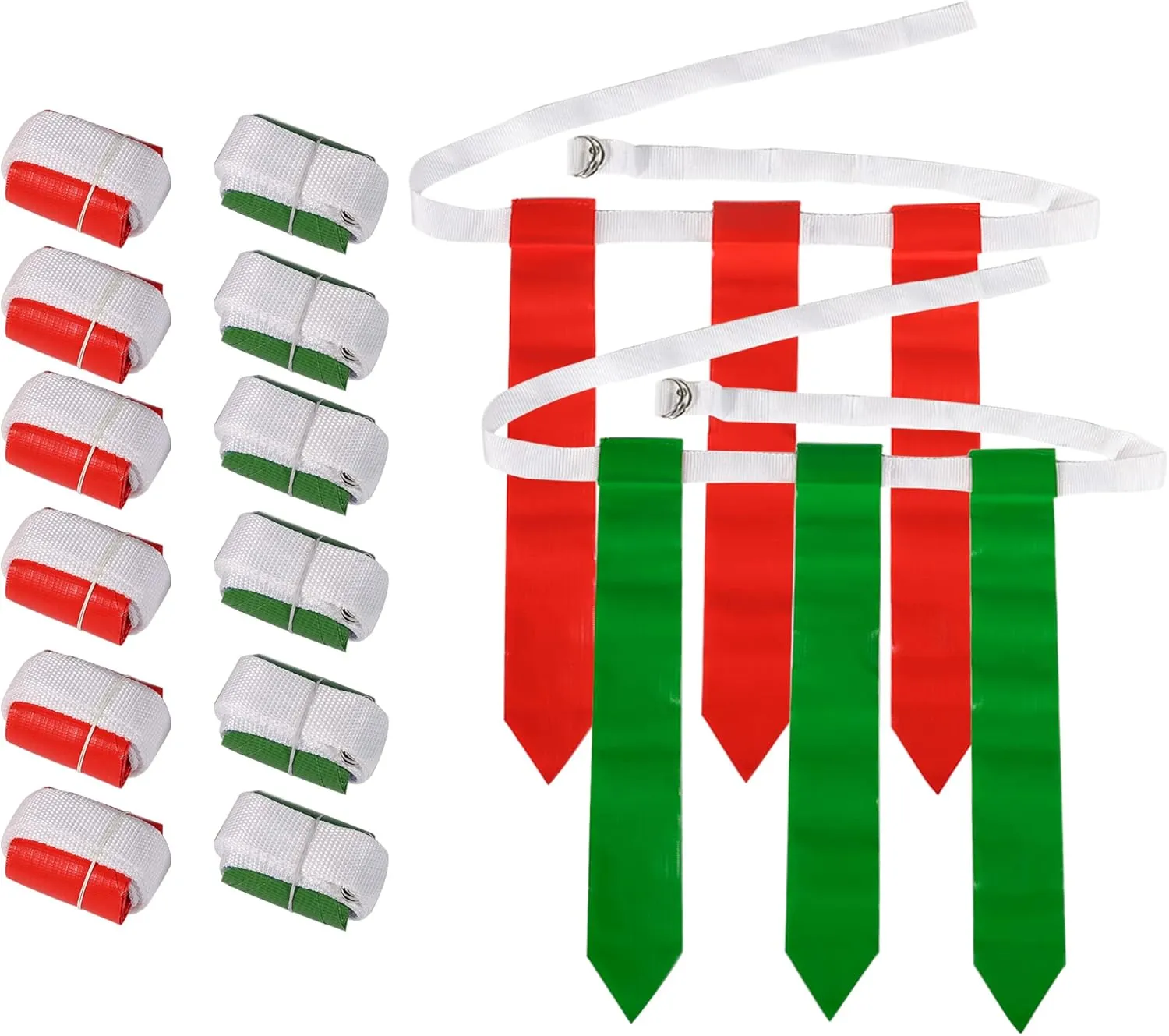 WYZworks 12 Player Adjustable Flag Football Youth/Adult Set, 3 Flags per Belt, Side Release Buckle, 36 Flags, 6 v 6 Set