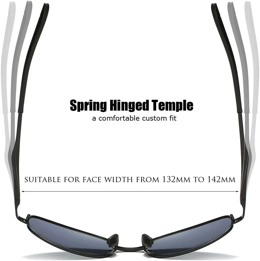 ZHILE Polarized Sunglasses Small Size Rectangular Metal Frame for Men and Women UV400 Protection