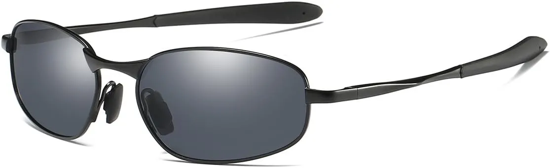 ZHILE Polarized Sunglasses Small Size Rectangular Metal Frame for Men and Women UV400 Protection
